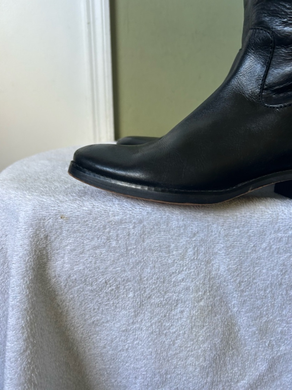 Michael Kors Black Leather Tall Boots with Brown Cuff and Gold MK - Picture 9 of 15